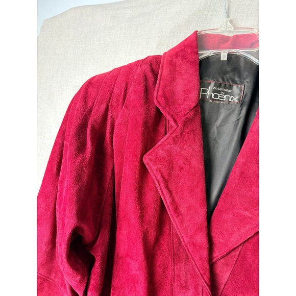 Vintage Phoenix Burgundy Black Suede Cutout Cropped Jacket M Art Western AS‎ IS - Picture 12 of 16